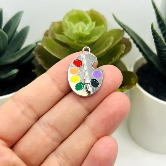Colorful Paint Palette Charm, 21x18mm {3}