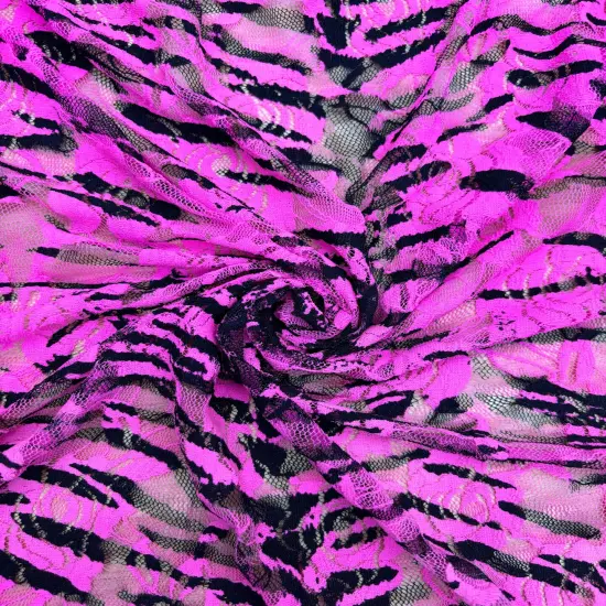 1 Yard Tiger Print Stretch Lace Fabric for Costumes Dancewear Activewear Lightweight Material (36" x 60") Inches Wide {2}