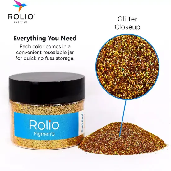 Rolio - 1 Jar Vibrant Holographic Glitter (Gold Rush) - 1 oz {2}