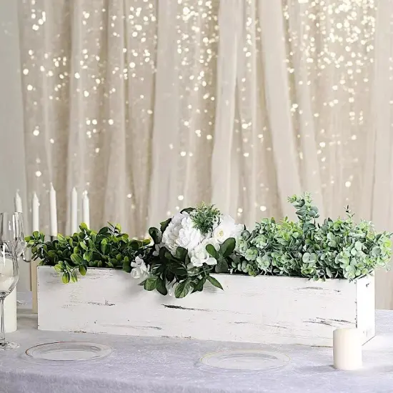 2 pcs 30x6-Inch White Wood Rustic Rectangular Boxes Planter Holders Centerpieces {2}