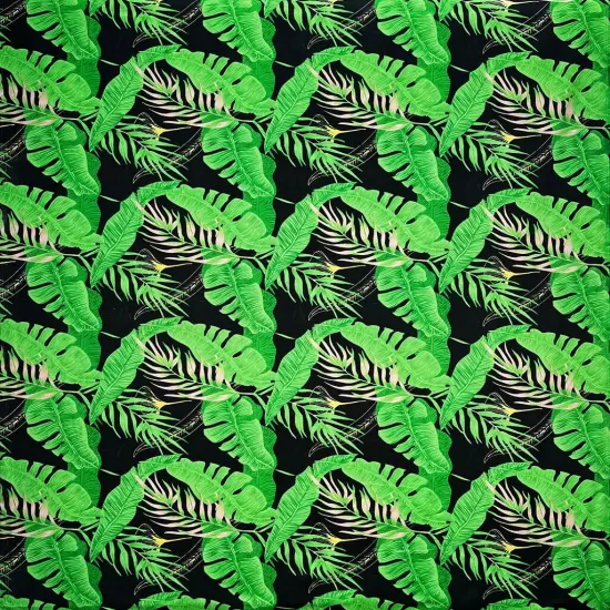 1 Yard All Over Tropical Leaves Cotton Fabric, 36in L x 45in W Cream/Red/Yellow {5}