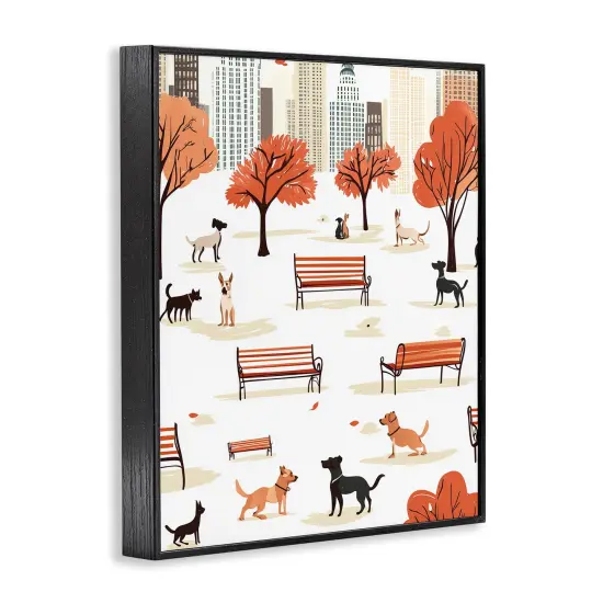 Stupell Industries Autumn City Park Dogs Framed Giclee Design by Arlington Prints {3}