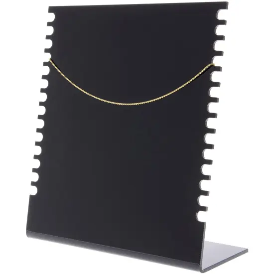 Plymor Black Acrylic Necklace Display Stand With Side Hooks, 10.625" W x 4" D x 11.75" H {3}