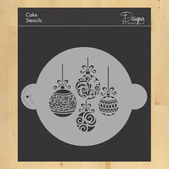 Christmas Balls Cake Stencil Top | Cake Decorating Tools | Baking Stencils for Royal Icing, Airbrush, Dusting Powder | Reusable Plastic Food Grade Stencil for Cakes | Easy to Use & Clean Cake Stencil | C928 by Designer Stencils {1}