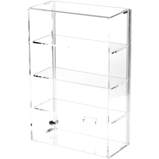 Plymor Clear Acrylic Locking Display Case with Sliding Back, 3 Shelves {2}