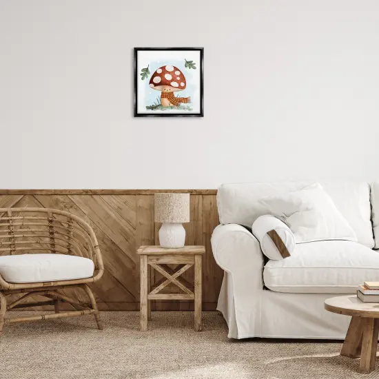 Stupell Industries Happy Mushroom in Scarf Floating Frame Design by Sarah Hickman {2}