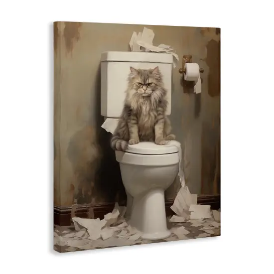 Stupell Industries Cat & Torn Toilet Paper Canvas Design by Arlington Prints {3}