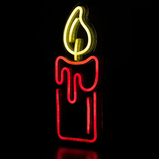 Northlight LED Candle Neon Lighted Christmas Wall or Window Decoration - 12" Red {6}