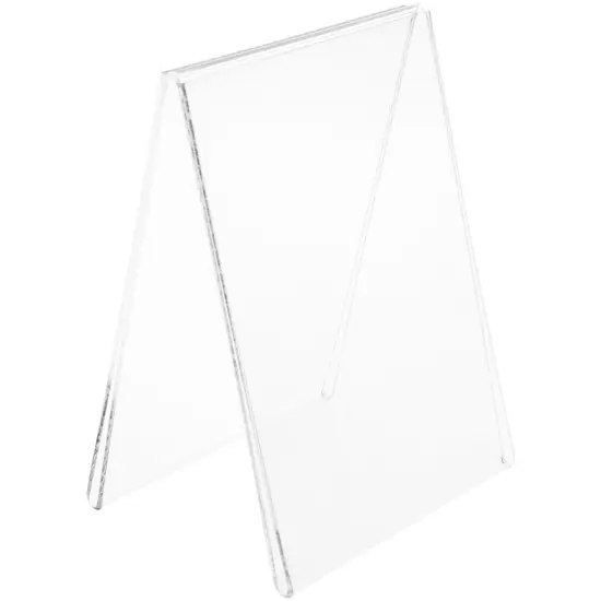 Plymor Clear Acrylic Folded A-Frame Holder for 2 Signs or Photo, 7" H x 5" W x 4" D {2}