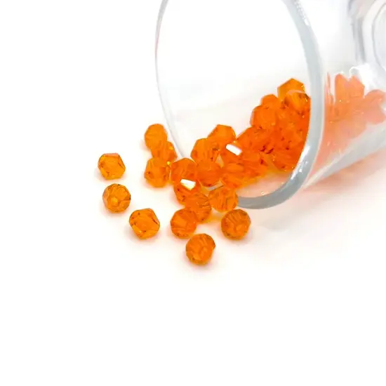 1 or 4 Strands 6x6mm Orange Bicone Beads, Imitation Crystal, Grade AA {1}