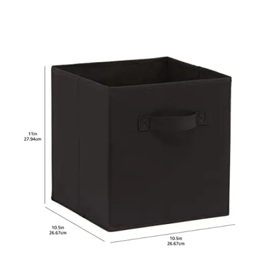 Amazon Basics Cube Organizer Storage Bins Handles, Collapsible Fabric, Pack of 6, 10.5"x10.5"x11", Black {3}