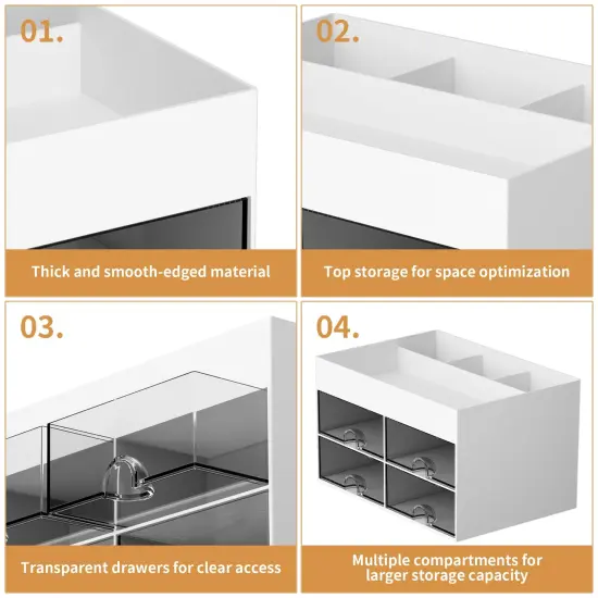 Pen Organizer with 4 Drawer, Multi-Functional Pencil Holder for Desk, Desk Organizers and Accessories with 4 Compartments + Drawer for Office Art Supplies (White) {5}