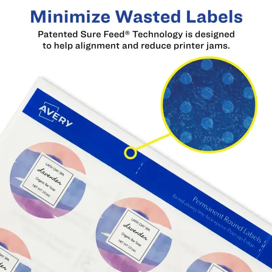 Avery Printable Round Labels with Sure Feed, 2" Diameter, Glossy Clear, 120 Customizable Labels (22825) {4}