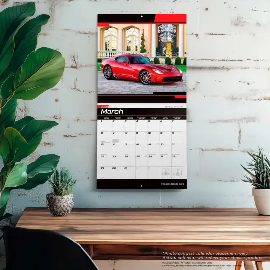 American Sports Cars OFFICIAL | 2026 12 x 24 Inch (Hanging) Monthly Square Wall Calendar | Foil Stamped Cover {5}