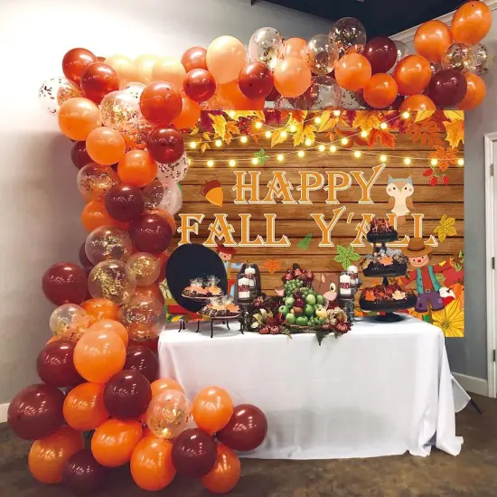 Happy Fall Y'all Banner Backdrop 7X5FT Fall Festival Decorations Banner {4}