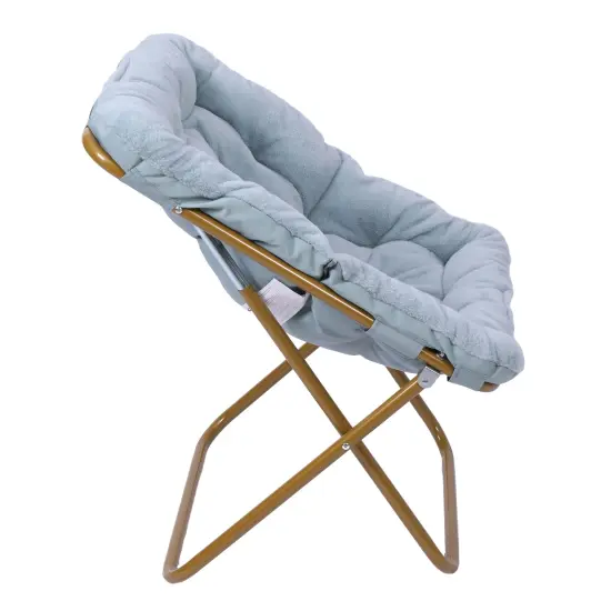 Emma and Oliver Aisling Oversized Folding Saucer Chair for Dorm, Bedroom AquaFabric/SoftGold {6}