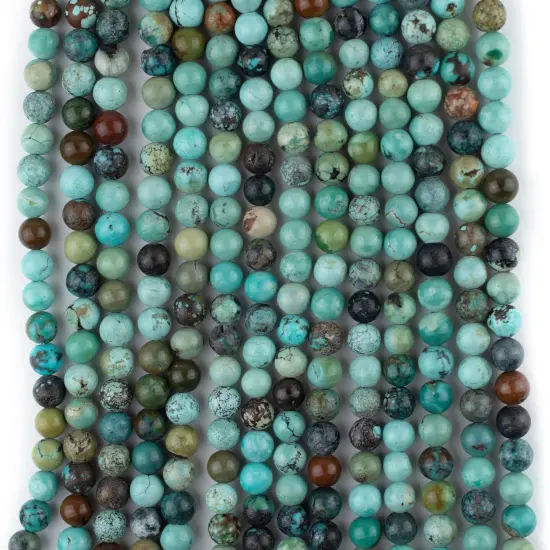 The Bead Chest Round Turquoise Beads 5mm Green Gemstone 16 Inch Strand {4}