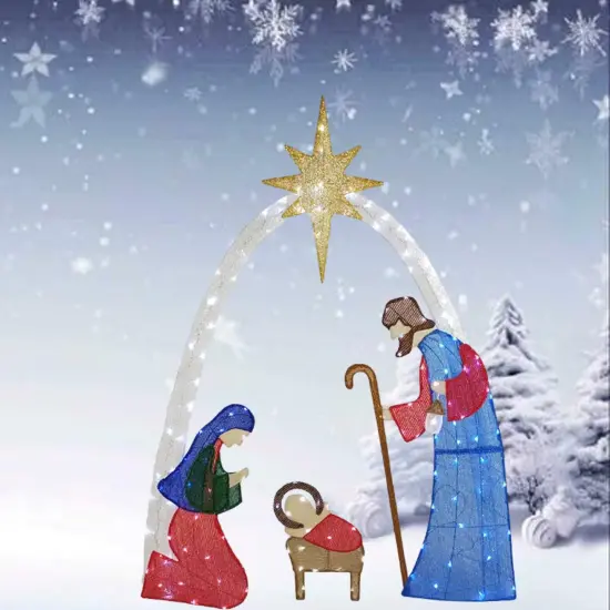 Elegant 54-Inch H Nativity Scene with 115 Cool White LED Christmas Lights {3}