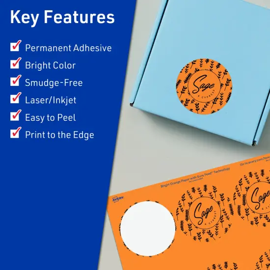 Avery Bright Orange Paper Labels, 2.5" Diameter Round {2}