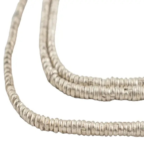 The Bead Chest Silver Heishi Beads &ndash; 3mm Ethiopian Metal Spacers, Full Strand for Jewelry MakingI Approximately 400 Beads {1}