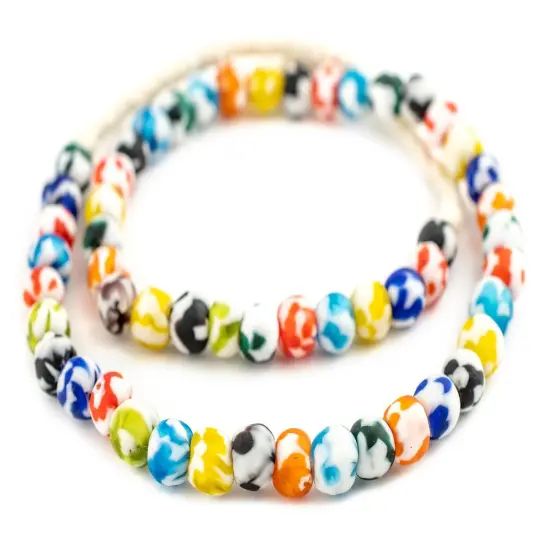 The Bead Chest African Recycled Glass Beads &ndash; Handmade in Ghana &ndash; Multicolor Fused 11mm Strand for Jewelry Making, Crafts, and Home Decor I Approximately 50 Beads {3}