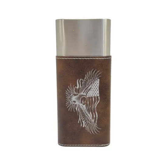 Cigar Case with Cutter - Eagle - Leather Black/Silver {4}