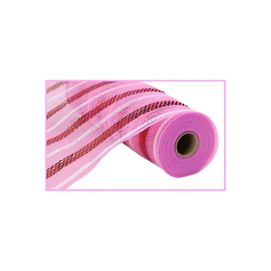 10.5" Poly Faux Jute Metallic Mesh Ribbon: Pink/Red (10 Yards) {4}