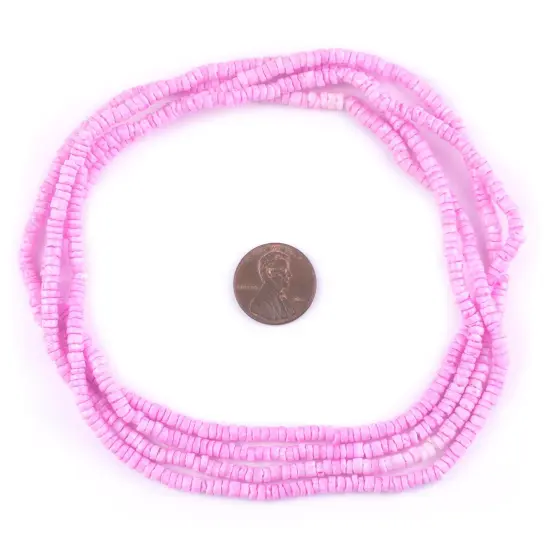 The Bead Chest Tulip Pink Sliced Shell Heishi Beads (3mm) {2}