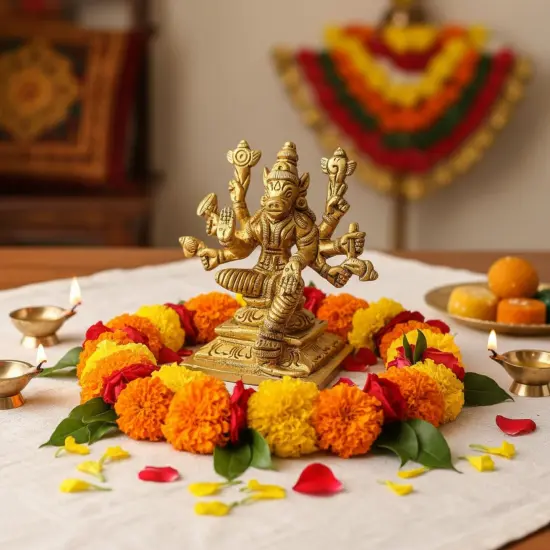 Brass Varahi Devi Statue Hindu Goddess Deity Matrikas Dandini Varahi Amman Idol for Pooja Room Home Temple Lord Vishnu&rsquo;s Varaha Avatar - Housewarming Navaratri Gift (3 Inches) {1}