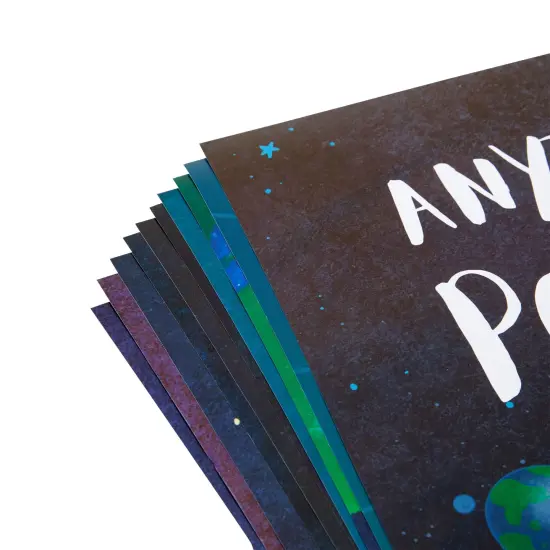 12 Pack Outer Space Posters for Classroom Decor, Kids Room Decorations, Inspirational Quotes (11 x 17 in) Blue {6}