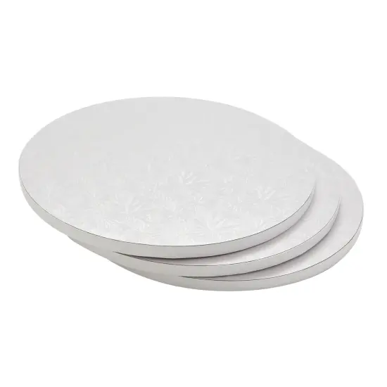 3 Pack 12-Inch Round Cake Drum Board Set, Round Boards for Baking Supplies, Desserts (0.5 Inches Thick) White {1}