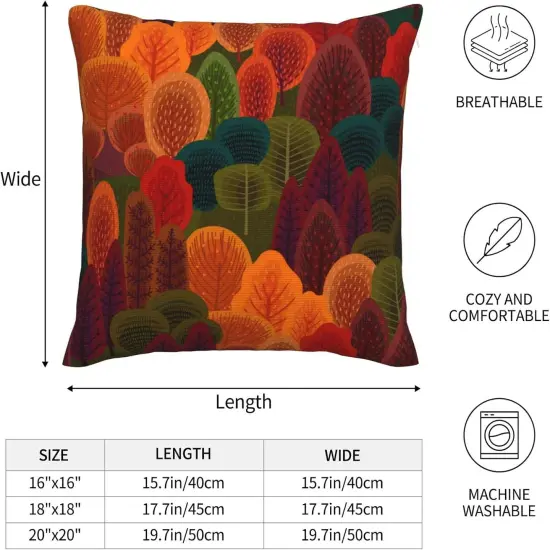 Fall Forest Throw Pillow Covers Decorative Linen Pillow Cases Set of 2 Square Cushion Cover for Couch Sofa Bedroom Patio 18x18 Inch {5}
