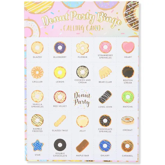 36 Pack Donut Bingo Cards for Girl Birthday Party, Donut Grow Up Game for Family (5 x 7 Inches) Pink {7}