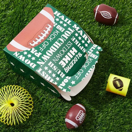 Blue Panda 24 Pack Football Gift Box, Unique Party Favor Boxes, Football Gift Bags for Sports Celebrations, Fun and Festive Decorations for Themed Parties and School Events Green {3}