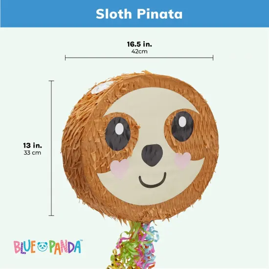 Sloth Pull String Pinata for Kids Birthday Party Supplies (16.5 x 13 x 3 In) Brown {3}