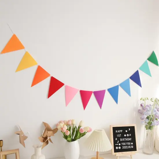 48Pcs Rainbow Pennant Banner,4 Pack Felt Fabric Flags Pennant Banners Triangle Flag for Party Wedding Christmas Birthday Bedroom Decoration {2}