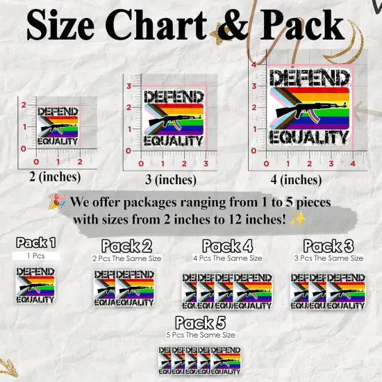 Set 3PCS 3 Inches - Defend Equality Sticker Funny Gun Stickers Progress Pride Flag and Rifle Waterproof Vinyl Decal for Water Bottles Tumbler Laptop Hard Hat Car, Trending Gifts for Women Men {5}