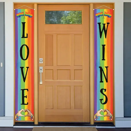 Pride Decoration Outdoor Love Wins Banner LGBTQ Decor Gay Lesbian Bisexual Transgender Pride Day Month Rainbow Party Decoration and Supplies for Home {4}
