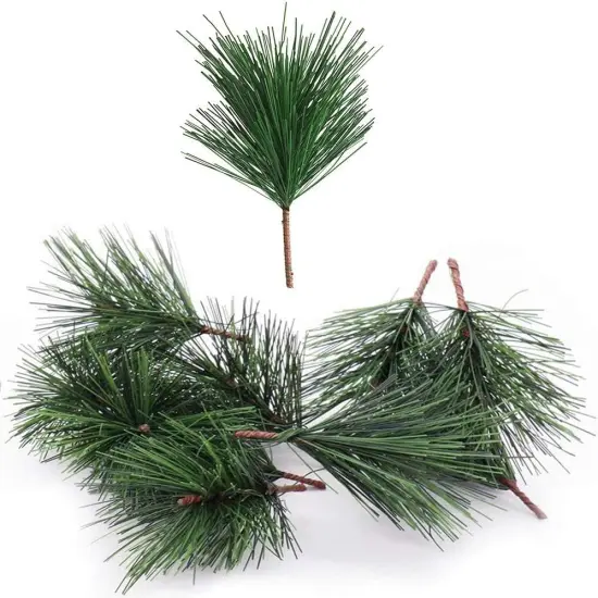1 Artificial Green Pine Needles Branches Small Twigs Stems Picks for Christmas Flower Arrangements Wreaths and Holiday Decorations, 20 Branch {1}