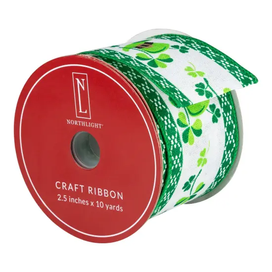 Northlight St. Patrick's Day Top Hat Wired Spring Craft Ribbon - 2.5" x 10 Yards Green {6}