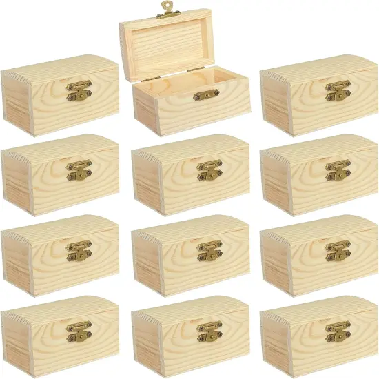 12 Pieces Small Wooden box Unfinished Wood {1}