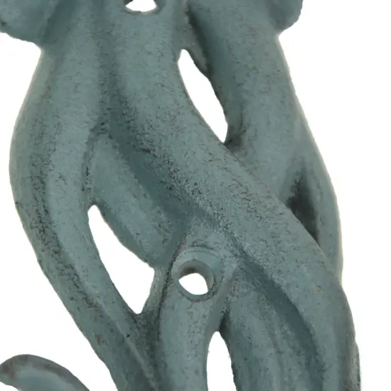 Set of 3 Cast Iron Jellyfish Wall Hooks 5 Inches High - Blue , Gray, White {4}