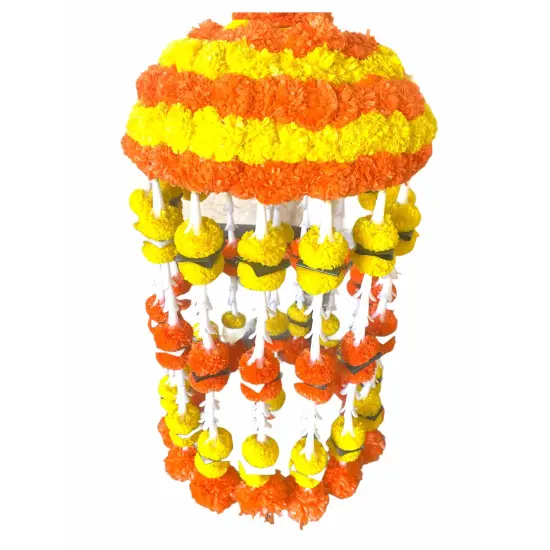 Marigold Strings and Jhoomar Decor with Strings, Mehndi Decoration, Wedding Garland, Flowers Decorations, Diwali Backdrop, Puja Garlands, Chandelier {5}