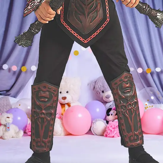 Boys Red Skull Ninja Warrior Costume with Armor Chest and Molded Mask {4}