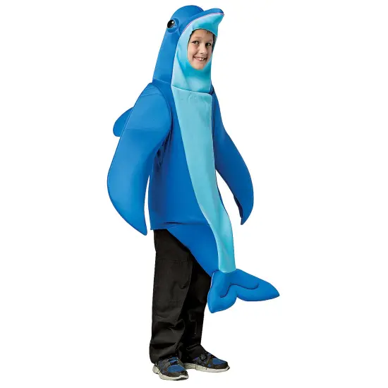 Dolphin Child Costume One Piece Bodysuit with Flipper Sleeves {1}