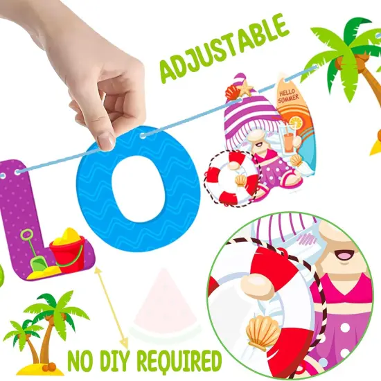 Hello Summer Banner Summer Party Decorations Beach Party Decoration 3Pcs Hello Summer Pool Party Banners {4}