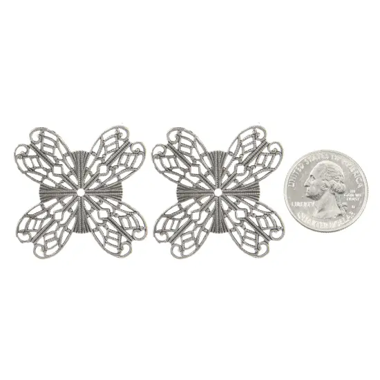 Antique Silver plated Brass Round Shaped Filigree Wrap Brass Stamping - S-W48 {1}