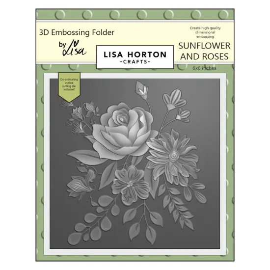 Lisa Horton Crafts Embossing Folder 6"X6"-Sunflowers And Roses {1}