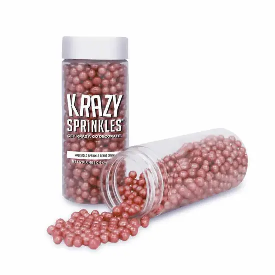 Krazy Sprinkles - Rose Gold Pearl 4mm Beads (1/2 Cup, 1x Jar) for Cakes, Ice Cream & Cookies {4}