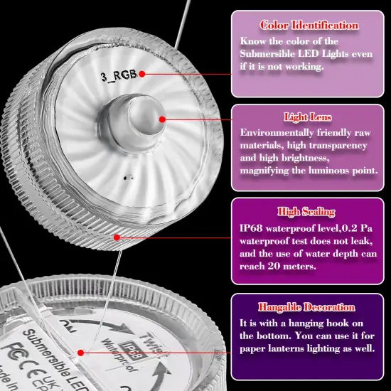 Submersible LED Light,White Small LED Light,100 Hours Waterproof Flameless Led Lights Battery Powered for Wedding Home Vase Festival Party Decoration 12pcs (Built-in 24 Batteries) {5}